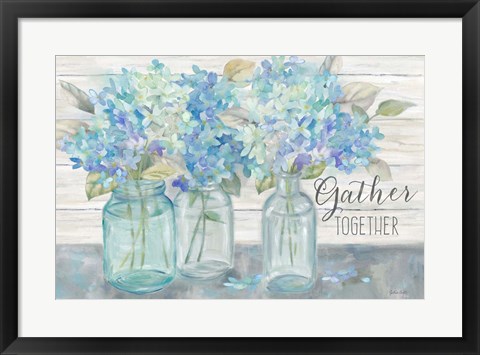 Framed Farmhouse Hydrangeas in Mason Jars -Gather Print