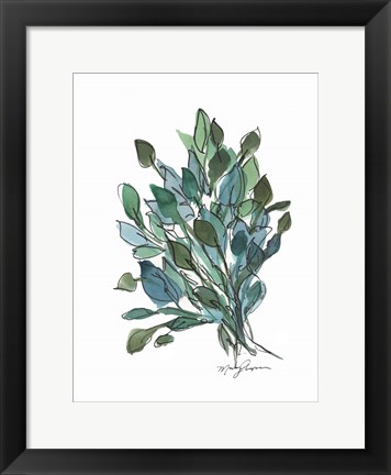 Framed Blue Green Leaves Print