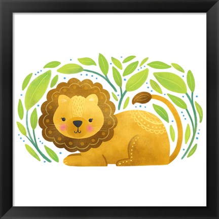 Framed Safari Cuties Lion Print