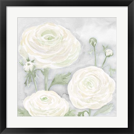 Framed Peaceful Repose Floral on Gray I Print