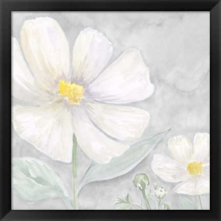 Framed Peaceful Repose Floral on Gray III Print