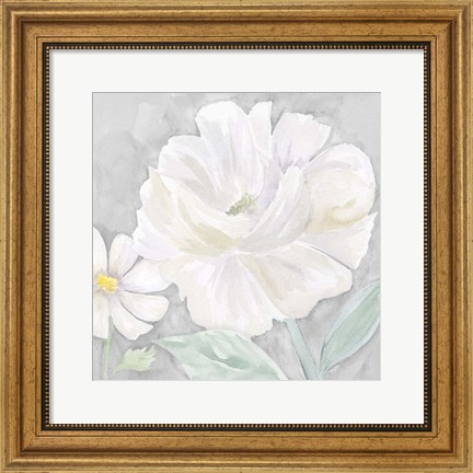 Framed Peaceful Repose Floral on Gray IV Print