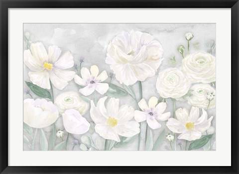 Framed Peaceful Repose Gray Floral Landscape Print