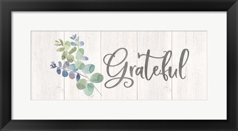 Framed Natural Inspiration Blue Grateful sign Print