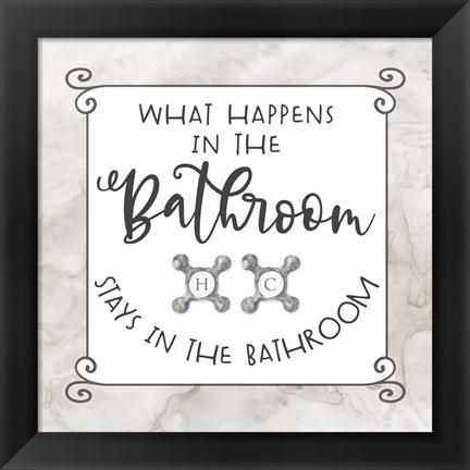 Framed Bath Humor What Happens Print