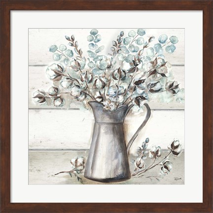 Framed Farmhouse Cotton Tin Pitcher Print