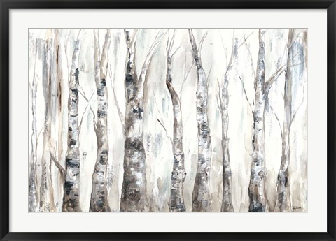 Framed Winter Aspen Trunks Neutral Print