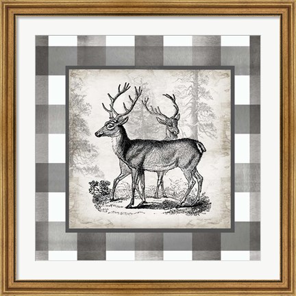 Framed Buffalo Check Deer Neutral II Print