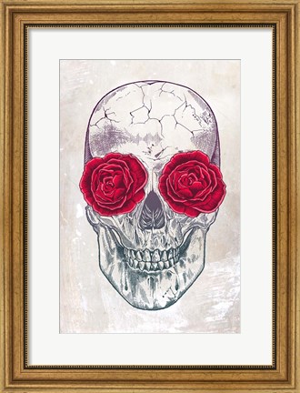 Framed Skull &amp; Roses Print