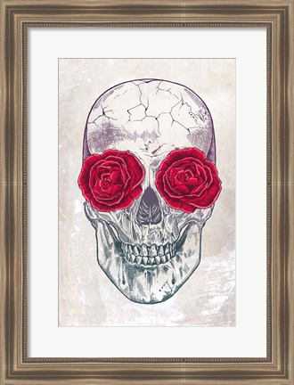 Framed Skull &amp; Roses Print