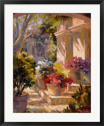 Framed Flowered Courtyard Print