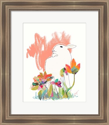 Framed Lamb and Flowers Print