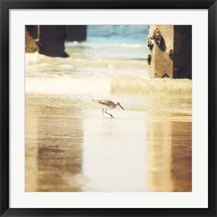 Framed Walking on The Beach Print