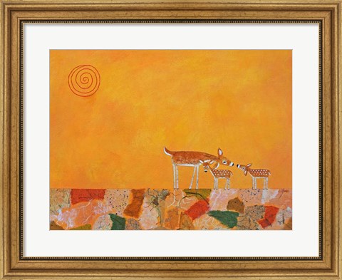 Framed Fawns At Dawn Print