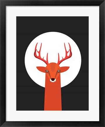 Framed Deer &amp; Moon Print