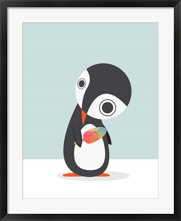 Framed Pingu Loves Ice Cream Print