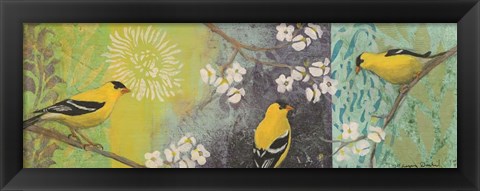 Framed Goldfinches Blooming Print