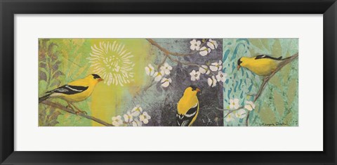 Framed Goldfinches Blooming Print