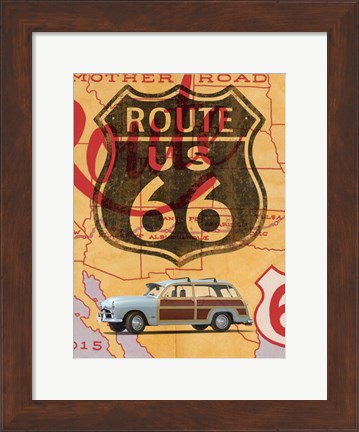 Framed Route 66 Vintage Postcard Print