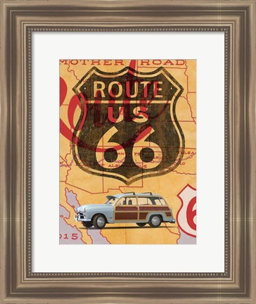 Framed Route 66 Vintage Postcard Print