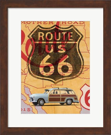 Framed Route 66 Vintage Postcard Print