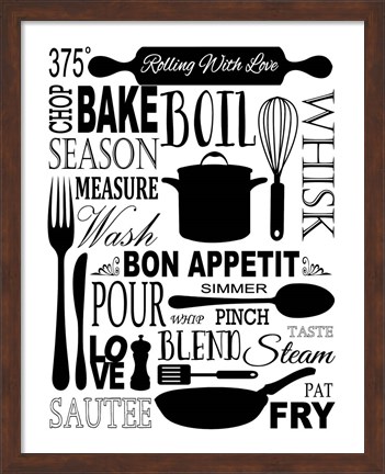 Framed Culinary Love 1 (black &amp; white) Print