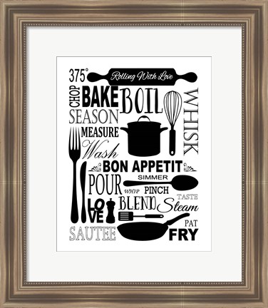 Framed Culinary Love 1 (black &amp; white) Print