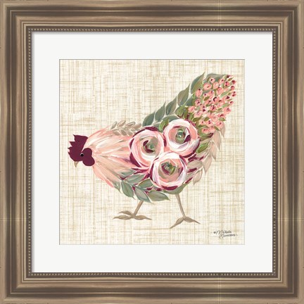 Framed Botanical Rooster II Print