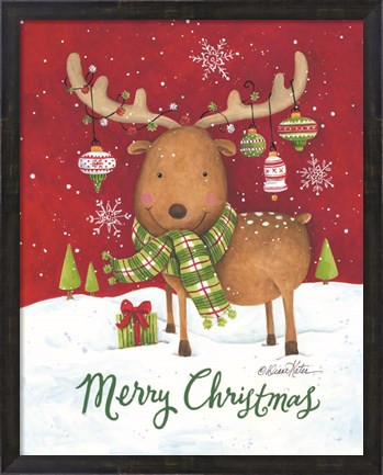 Framed Merry Christmas Reindeer Print
