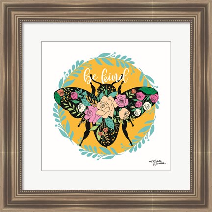 Framed Be Kind Floral Bee Print