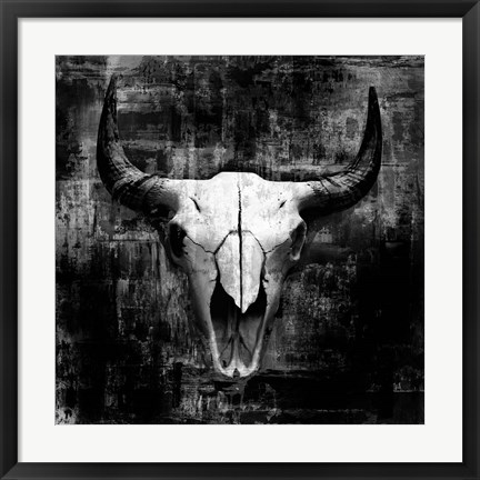 Framed Black Cowskull Print