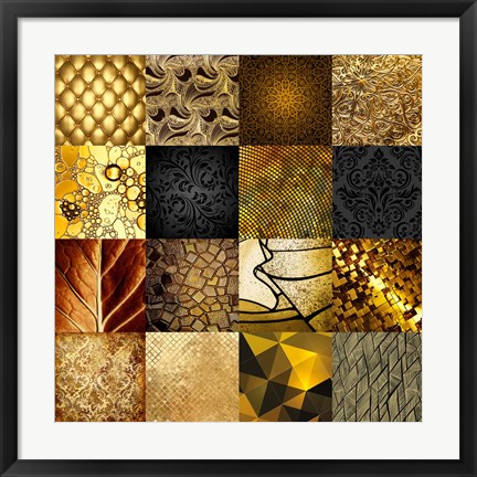 Framed Tiles Decor Gold Print