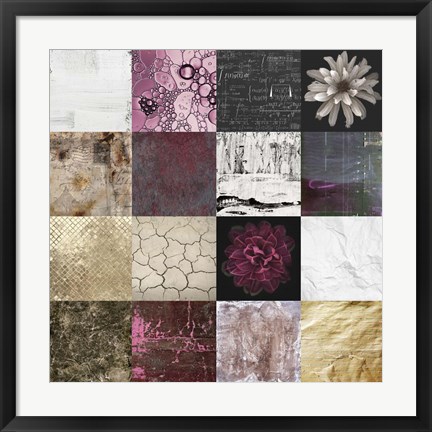 Framed Tiles Decor Purple Notes Print