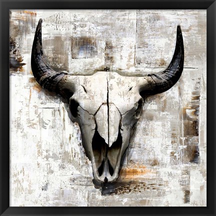 Framed White Cowskull Print