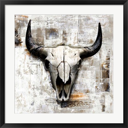 Framed White Cowskull Print