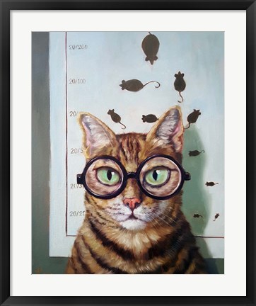 Framed Feline Eye Exam Print