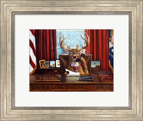 Framed Buck Stops Here Print