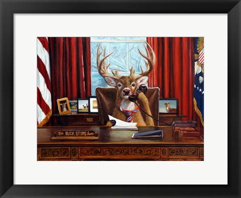 Framed Buck Stops Here Print