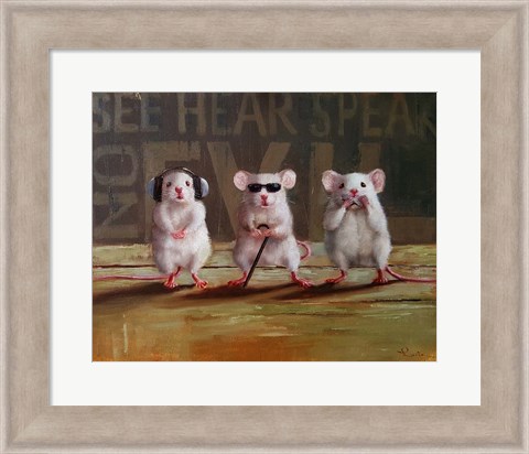 Framed Three Wise Mice Print