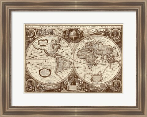 Framed Nova Totius Terrarum Orbis Tabula (sepia) Print