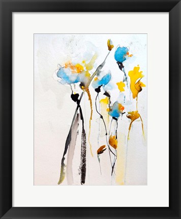 Framed Blue Flowers II Print