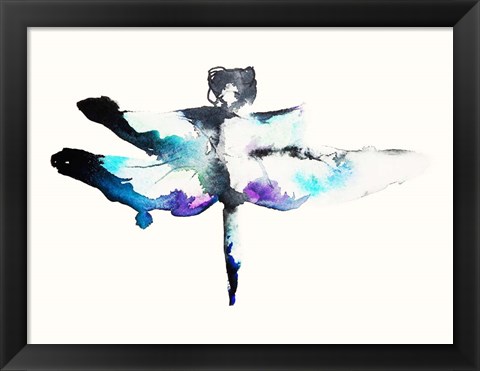 Framed Turquoise &amp; Violet Dragonfly Print