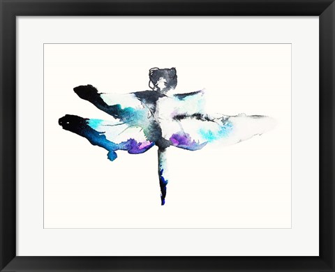 Framed Turquoise &amp; Violet Dragonfly Print