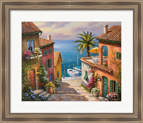 Framed Villa&#39;s Private Dock Print