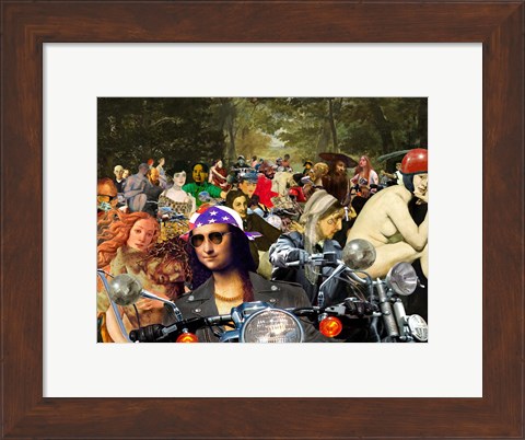 Framed Bikers sur l&#39;herbe Print