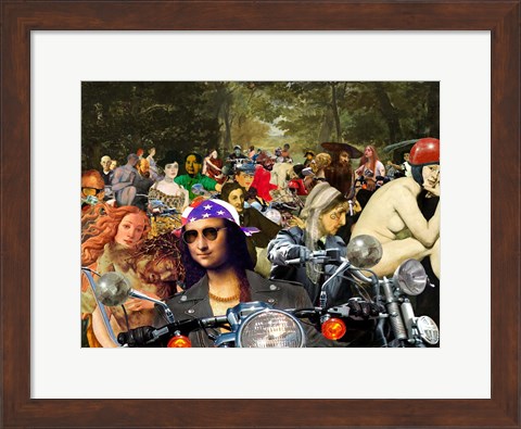 Framed Bikers sur l&#39;herbe Print