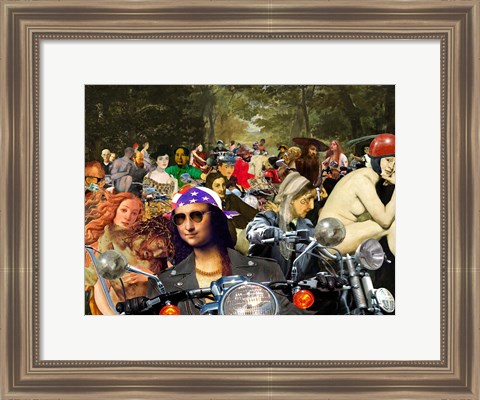 Framed Bikers sur l&#39;herbe Print