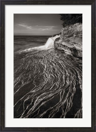 Framed Pictured Rocks Michigan I BW Print