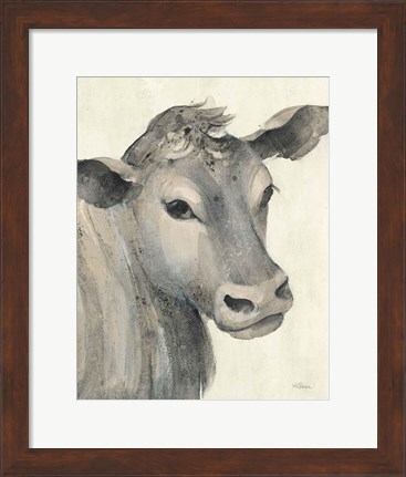 Framed Moo Brown Crop Print