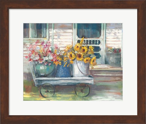 Framed Garden Wagon Bright Print